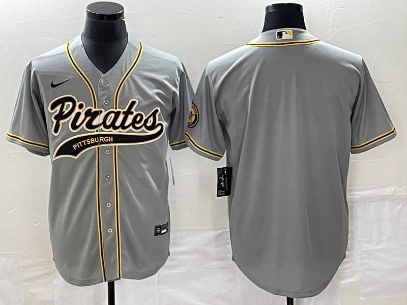 Men's Pittsburgh Pirates Blank Grey Cool Base Stitched Baseball Jersey